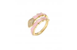China Enamel Gold Plated Snake Ring Open Women Zircon Adjustable Engagement Ring supplier