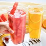 Frosted 32oz Disposable Bubble Tea Cups With Lids Square Hard Plastic Cups