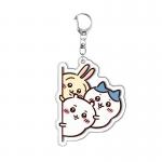 Silk Screen Printed Acrylic Keychain Cute Cartoon Character Durable Metal Ring Included