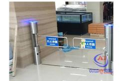 China Supermarket One Way Manual Swing Pedestrian Turnstile Gate 90cm Long Channel supplier