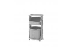 China Reusable High 79cm 2 Tier Plastic Laundry Basket With Wheels supplier