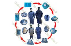 China 20g To 60g Reinforced Barrier Surgical Gown 2 Hand Towels 1 Wrap supplier
