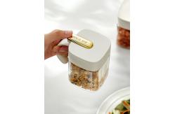 China Durable 2 Grids Clear  Condiments Glass Container Pots Set With Handle And Spoon supplier
