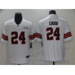 Mens Cleveland Browns #24 Nick Chubb  2021 White Retro 1946 75th Anniversary Jersey for sale