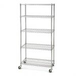 3 Inch Height 5 Layers Garage Storage Racking Home Wire Shelving With Wheels for sale