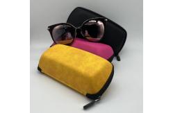 China Suede Surface Multicolor zipper glasses case Hard Cover supplier