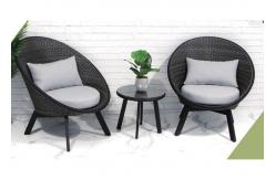 China EN581 Aluminum Wicker Chair Kd Two Chair And One Table Garden Rattan Set supplier