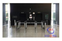 China Led LOGO Anti Climbing Swing Barrier Gate Double Channel With CE Certificated supplier
