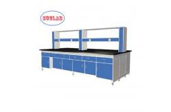 China Customized  Chemical Lab Workbench Supply with Steel C-frame and Multiple Cabinets supplier