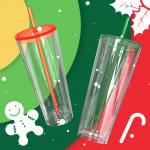 Double Wall Acrylic  Sublimation Glass Snow Globe Tumbler 24oz