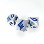 Hand Carved DND With Exquisite Gift Box Packaging Blue Silver Polyhedral Dice Sets For Rpg Game for sale