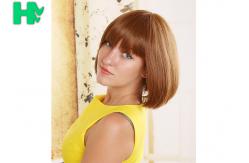 China Custom Silky Straight Synthetic Wig ,  Short Bob Wigs With Bangs supplier