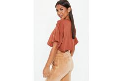China Rust Zip Front Custom Crop Top Clothing Women supplier