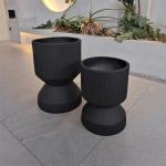 Round Minimal Texture Fibre Clay Plant Pot Lightweight In Black for sale