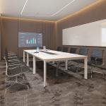 White Meeting Room Furniture Wood 8 Person Conference Room Table And Chairs for sale