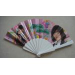 23cm Promotional hand fan , with plastic frame and paper both-side printed