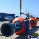 Customized Orange Or Yellow Floating HDPE Pipes With Hot Galvanized Steel Installation for sale