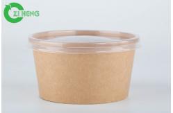 China Food Grade Kraft Disposable Paper Recyclable 12oz Soup Bowls With PP White Lids supplier