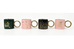 China Metallic Gold Bee & Floral Straight Ceramic Coffee Mug supplier
