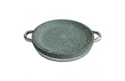 China BBQ Granite Dia 24cm Stone Grill Plates Round Cooking Pot Grey supplier