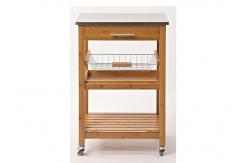 China Wooden Kitchen Food Tray Trolley Cart with Wheels Prices Bamboo Home Furniture supplier