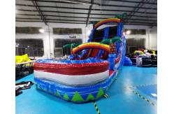 China Outdoor Palm Tree Bounce House Blow Up Pool Slide supplier