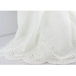 Embroidery White Cotton Net Lace Fabric , Cotton Eyelet Lace Fabric With Scalloped Edge for sale