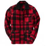 Latest Red Plaid Fleece Style Mens Flight Jacket With Turn Down Collar for sale