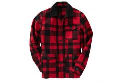 China Latest Red Plaid Fleece Style Mens Flight Jacket With Turn Down Collar supplier