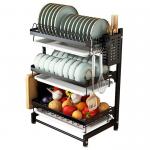 Foodgrade 55.5cm heght Black Metal Draining Rack / Wall Hanging Dish Rack Portable for sale