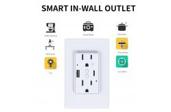 China 15A 125V Wifi Controlled Power Outlet With PD20W Fast Charging supplier