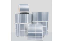 China 100mm 70mm Sticky Label Roll 500pcs Matte Silver Polyester Sticker supplier