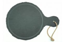 China Professional Slate Cheese Board Paddle Shape Rough Rim With Handles supplier