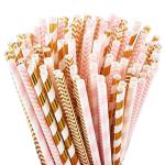 Various Cute Patterns Metallic Paper Straws  Biodegradable Eco Friendly for sale