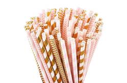 China Various Cute Patterns Metallic Paper Straws  Biodegradable Eco Friendly supplier