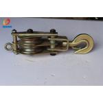 20KN Double Wheel Cable Pulling Pulley Wire Rope Hoisting Block for power construction for sale