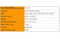 China 21312 E1 , 21312E1-TVPB Double Row Spherical Roller Bearing Rolling Mill Bearing supplier