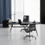 Black Luxury Executive Office Desks OEM Wooden Thickness 25mm