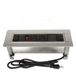 Multi - Functional Clamshell Flip Up Sockets / Office Desk Mounted Electrical Outlet for sale