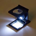 Linen Tester 15x LED Folding Magnifying Glass Scale Metal 2 Button Cells