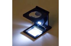 China Linen Tester 15x LED Folding Magnifying Glass Scale Metal 2 Button Cells supplier