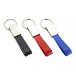 PU Leather Key Chains Zinc Alloy Debossed Logo Mini Key Holder Leather Strap for sale