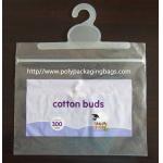 Colorful Printed Cotton Buds Packaging Plastic Bag With Hook Hanger for sale