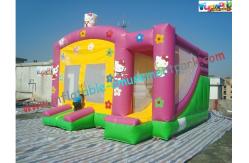 China Hello Kitty Rent Inflatable Bouncer Slide , Castle With Slide For Childrens supplier