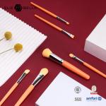 Customizable Portable Makeup Brush Set With Synthetic Hair Shiny Silver Aluminium Ferrule