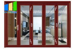 China Exterior Patio Red Folding Glass Stack Bifold Door With Aluminum Frame supplier