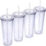 Transparent 32 Oz Insulated Double Wall Tumblers PS Material