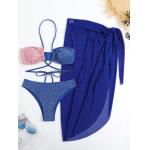 S-Xl Size Wire Free Bikini Style New Style Three Pieces Swimwear For Swimming Blue Color Comfortable In Stock for sale