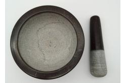 China Black Stone Mortar And Pestle , Garlic Grinder Stone Environment Friendly supplier