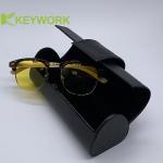 Portable Black Thick PU Leather Metal Eyeglass Case Stylish Valuable Gifts Distinguished Bag for sale